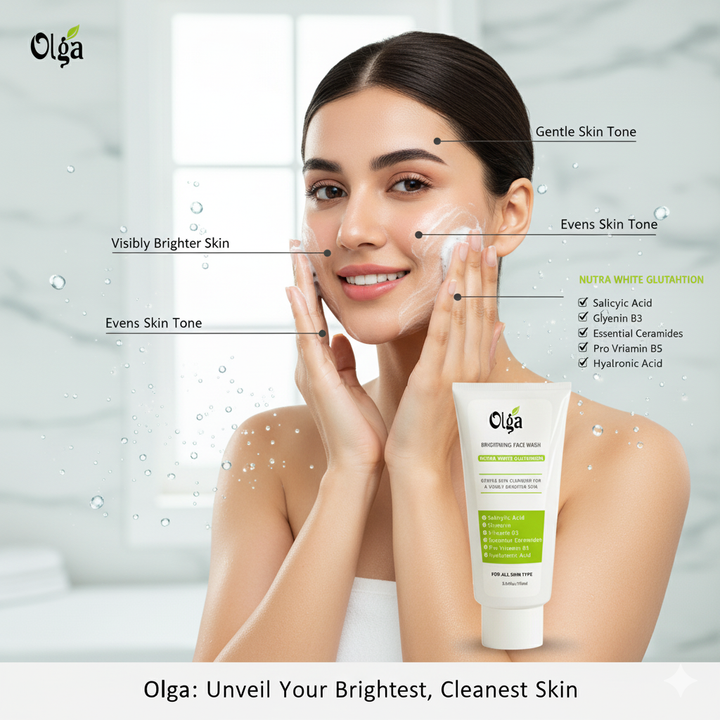 NUTRA WHITE GLUTATHION BRIGHTENING FACE WASH - 100ML Olga NUTRA WHITE GLUTATHION BRIGHTENING FACE WASH - 100ML Olga